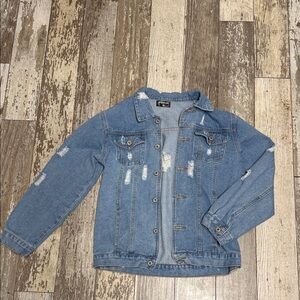 Stylish Blue Distressed Denim Jacket